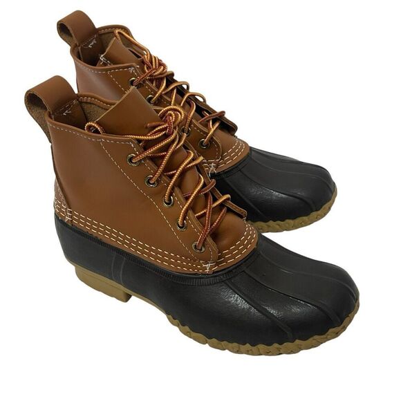 LL Bean Duck Brown Duck Rain Boots Size 6 Waterproof Leather Made in USA - Picture 1 of 15